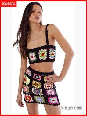Hand Crochet Knitted Crop Top Boho Festival